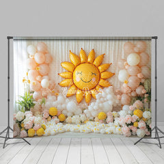 Aperturee - Aperturee Sweet Floral Sun Balloon Curtain Cake Smash Backdrop