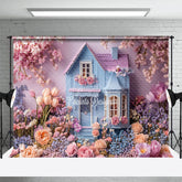 Aperturee - Aperturee Sweet Floral Warm Color House Spring Photo Backdrop
