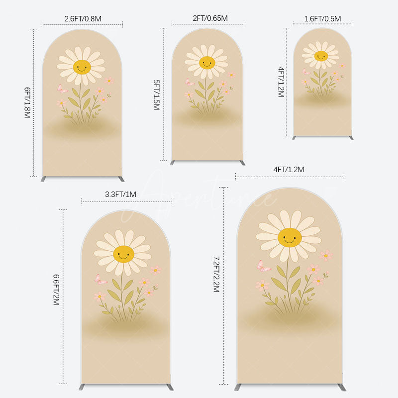 Aperturee - Aperturee Sweet Flower Butterfly Happy Birthday Arch Backdrop