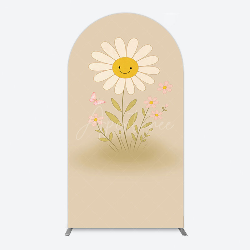 Aperturee - Aperturee Sweet Flower Butterfly Happy Birthday Arch Backdrop