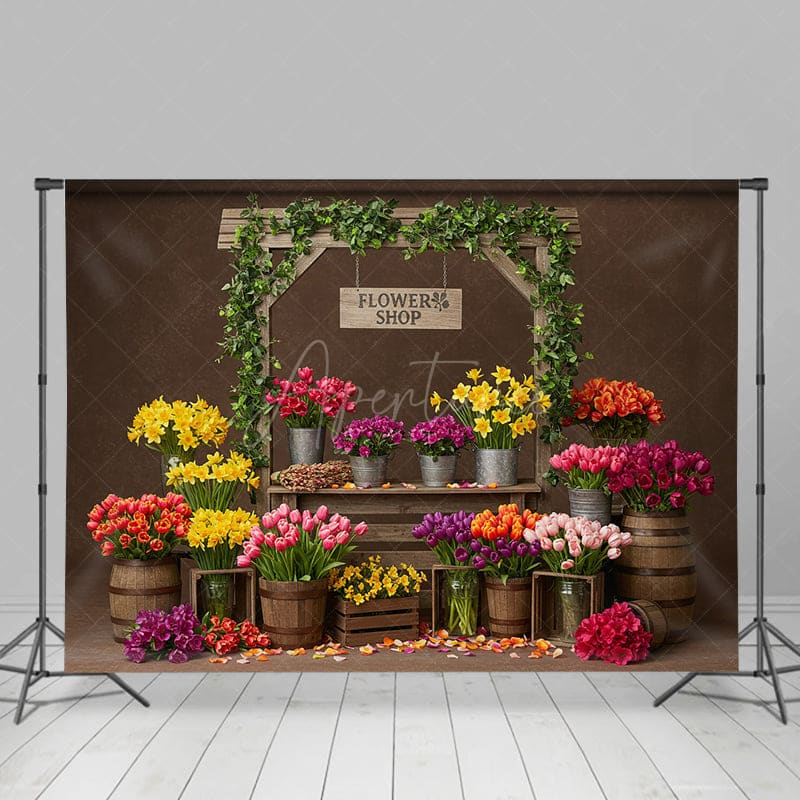 Aperturee - Aperturee Sweet Flower Shop Wooden Outdoor Wedding Backdrop