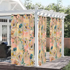 Aperturee - Aperturee Sweet Flowers Waterproof Printed Outdoor Curtains