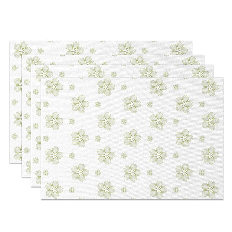 Aperturee - Aperturee Sweet Green Boho Floral Placemats Set of 4 Repeating Flower Pattern for Farmhouse Kitchen Table Decor