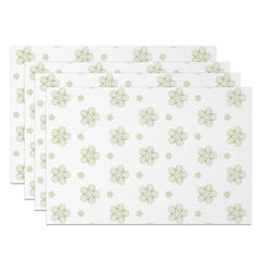 Aperturee - Aperturee Sweet Green Boho Floral Placemats Set of 4 Repeating Flower Pattern for Farmhouse Kitchen Table Decor
