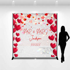 Aperturee - Aperturee Sweet Hearts White Bricks Custom Wedding Backdrop
