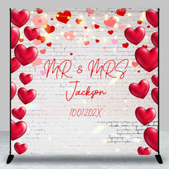 Aperturee - Aperturee Sweet Hearts White Bricks Custom Wedding Backdrop