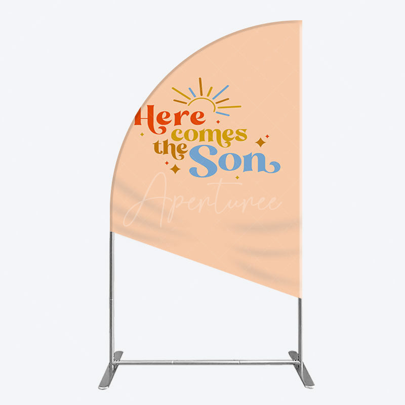 Aperturee - Aperturee Sweet Here Comes The Sun Baby Shower Half Moon Arch Backdrop