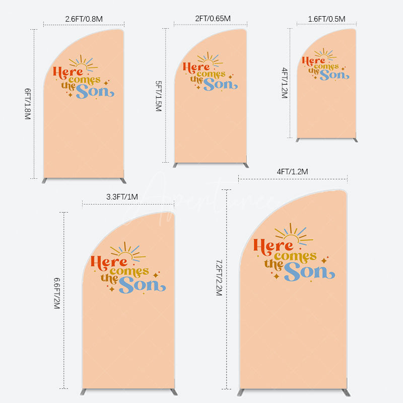 Aperturee - Aperturee Sweet Here Comes The Sun Baby Shower Half Moon Arch Backdrop