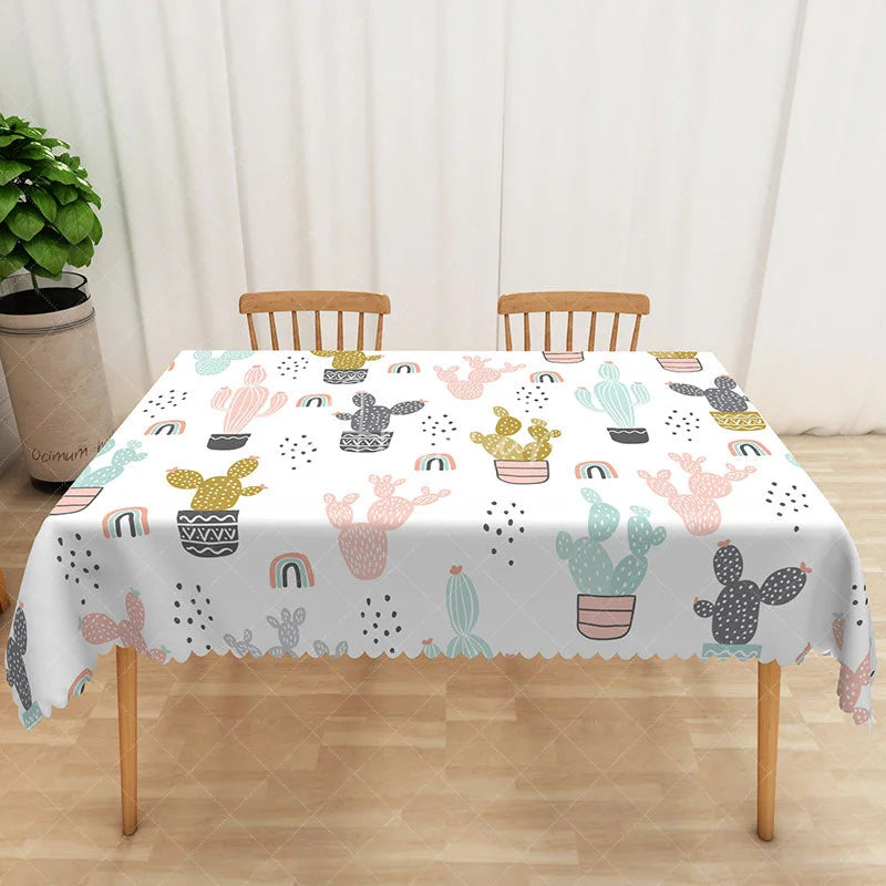 Aperturee - Aperturee Sweet Holiday Tablecloth with Carnival and Circus Pattern for Kids Birthday Party and Fun Celebrations