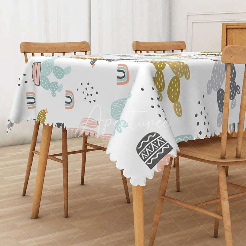 Aperturee - Aperturee Sweet Holiday Tablecloth with Carnival and Circus Pattern for Kids Birthday Party and Fun Celebrations