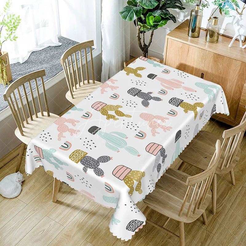 Aperturee - Aperturee Sweet Holiday Tablecloth with Carnival and Circus Pattern for Kids Birthday Party and Fun Celebrations