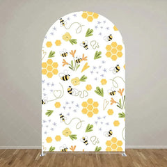 Aperturee - Aperturee Sweet Honey Bee Baby Shower Backdrop Baby On The Way Gender Reveal Decor Spring Themed Photo Arch