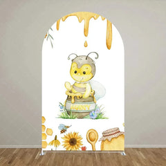 Aperturee - Aperturee Sweet Honey Bee Baby Shower Backdrop Baby On The Way Gender Reveal Decor Spring Themed Photo Arch