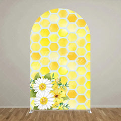 Aperturee - Aperturee Sweet Honey Bee Baby Shower Backdrop Baby On The Way Gender Reveal Decor Spring Themed Photo Arch