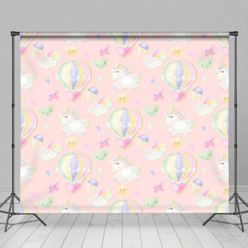 Aperturee - Aperturee Sweet Hot Air Balloon Unicorn Cake Smash Backdrop