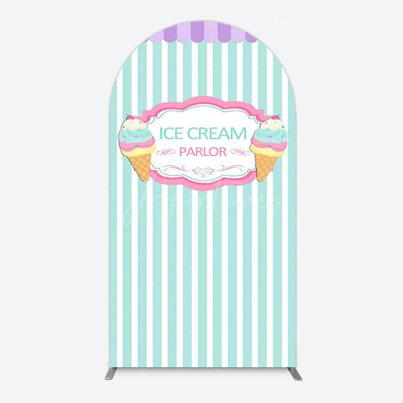 Aperturee - Aperturee Sweet Ice Cream Parlor Happy Birthday Arch Backdrop
