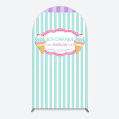 Aperturee - Aperturee Sweet Ice Cream Parlor Happy Birthday Arch Backdrop