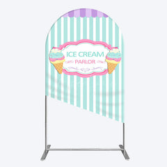 Aperturee - Aperturee Sweet Ice Cream Parlor Happy Birthday Arch Backdrop