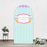 Aperturee - Aperturee Sweet Ice Cream Parlor Happy Birthday Arch Backdrop