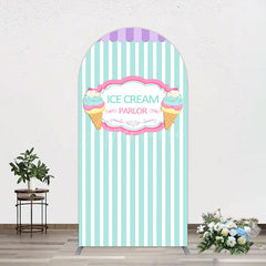 Aperturee - Aperturee Sweet Ice Cream Parlor Happy Birthday Arch Backdrop