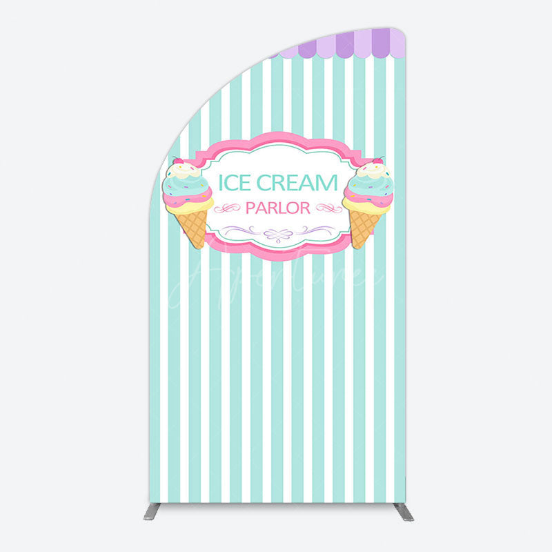Aperturee - Aperturee Sweet Ice Cream Parlor Happy Birthday Half Moon Arch Backdrop