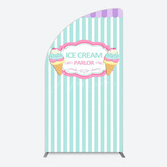 Aperturee - Aperturee Sweet Ice Cream Parlor Happy Birthday Half Moon Arch Backdrop