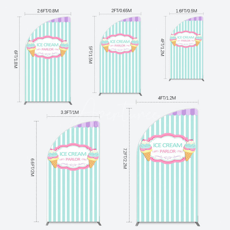 Aperturee - Aperturee Sweet Ice Cream Parlor Happy Birthday Half Moon Arch Backdrop