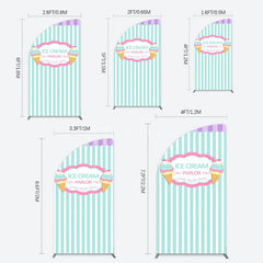 Aperturee - Aperturee Sweet Ice Cream Parlor Happy Birthday Half Moon Arch Backdrop