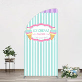 Aperturee - Aperturee Sweet Ice Cream Parlor Happy Birthday Half Moon Arch Backdrop