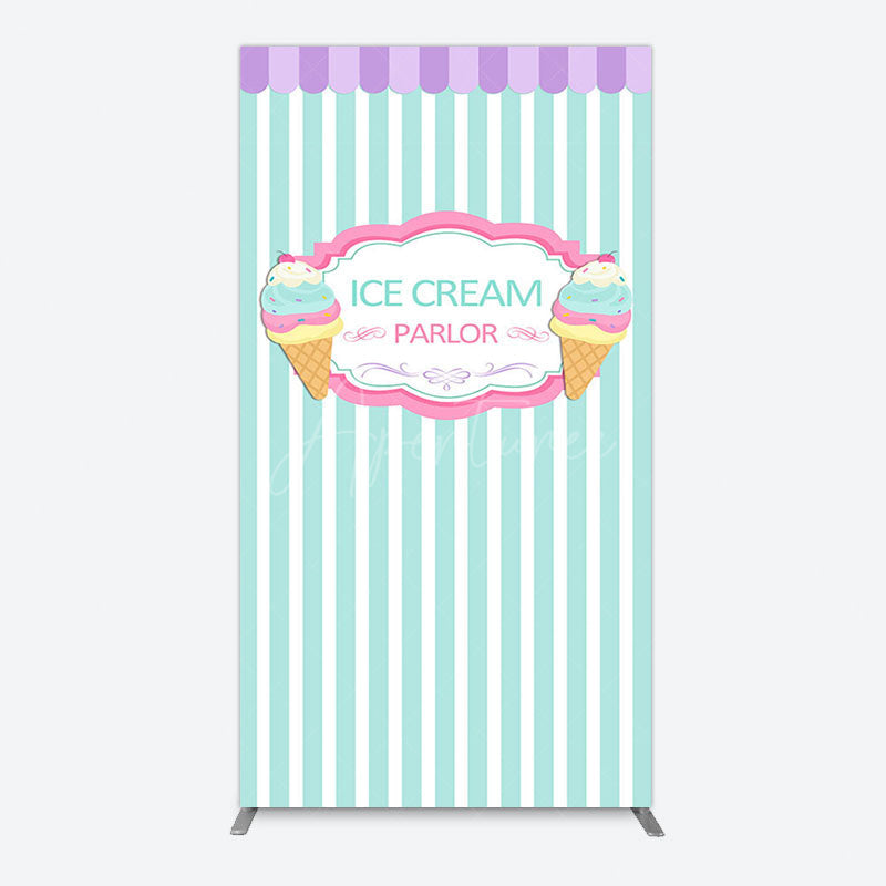Aperturee - Aperturee Sweet Ice Cream Parlor Happy Birthday Rectangle Backdrop