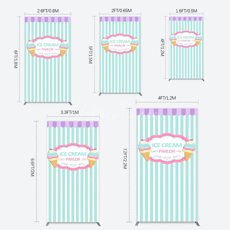 Aperturee - Aperturee Sweet Ice Cream Parlor Happy Birthday Rectangle Backdrop