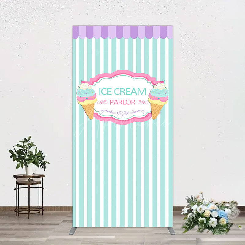 Aperturee - Aperturee Sweet Ice Cream Parlor Happy Birthday Rectangle Backdrop