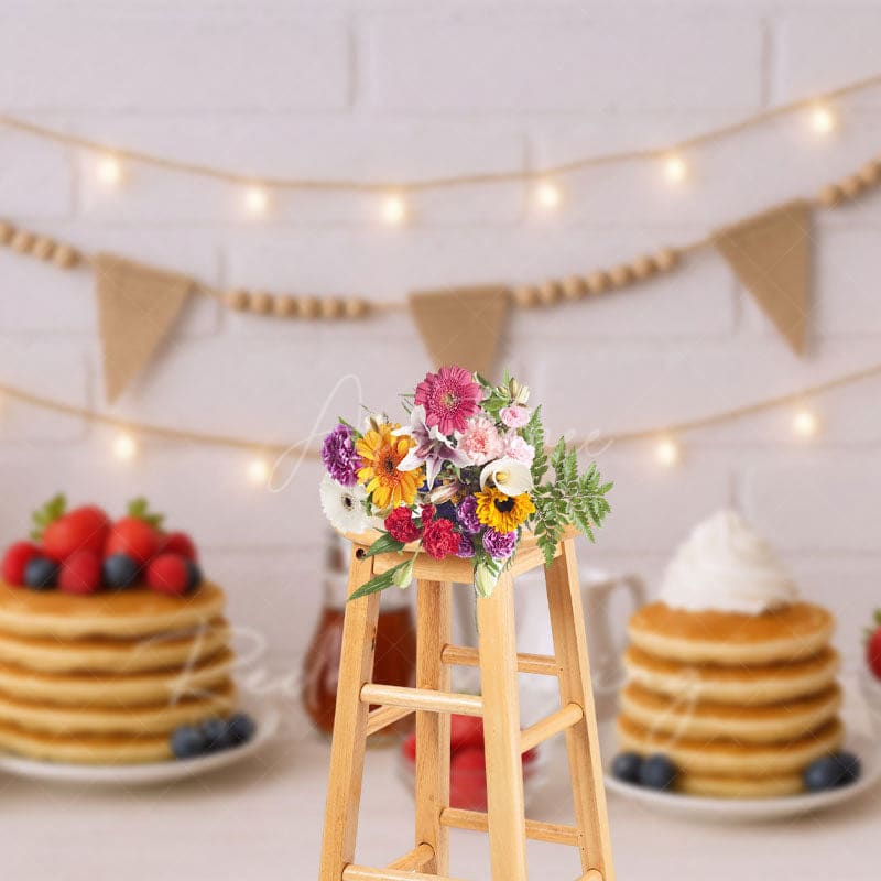 Aperturee - Aperturee Sweet Muffin White Brick Wall Cake Smash Backdrop