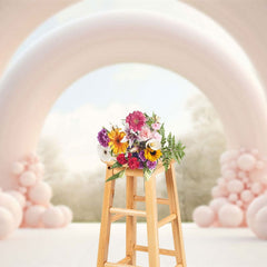 Aperturee - Aperturee Sweet Nude Color Balloon Arched Wedding Backdrop