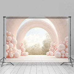Aperturee - Aperturee Sweet Nude Color Balloon Arched Wedding Backdrop
