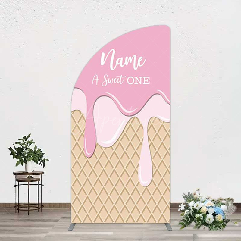 Aperturee Aperturee Sweet One Pink Girls Birthday Half Moon Arch Backdrop