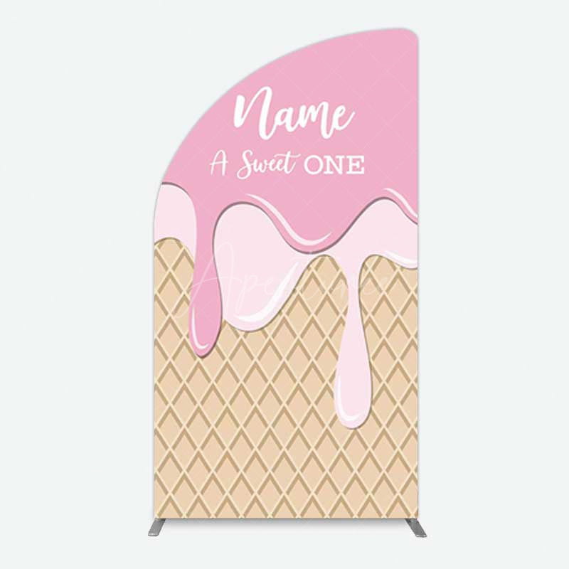 Aperturee Aperturee Sweet One Pink Girls Birthday Half Moon Arch Backdrop