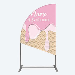 Aperturee Aperturee Sweet One Pink Girls Birthday Half Moon Arch Backdrop