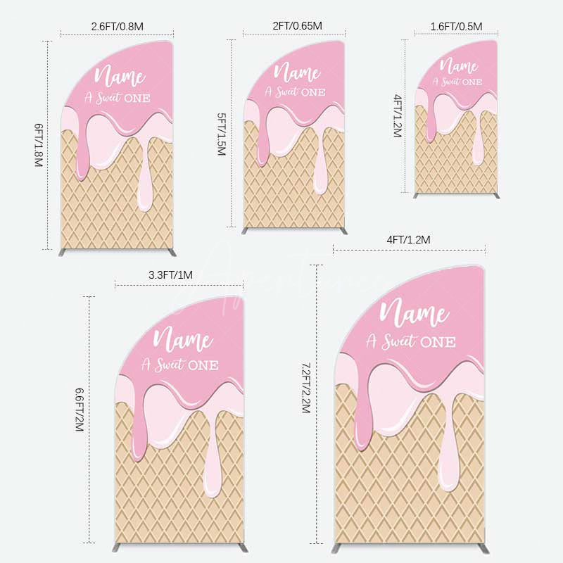 Aperturee Aperturee Sweet One Pink Girls Birthday Half Moon Arch Backdrop