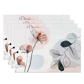 Aperturee - Aperturee Sweet Painted Floral Placemats Set of 4 Fresh and Colorful Design for Spring and Summer Kitchen Decor