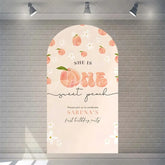 Aperturee - Aperturee Sweet Peach Spring Birthday Backdrop Blossom Floral Arch Decor for Girls Garden Party Photo Booth Background