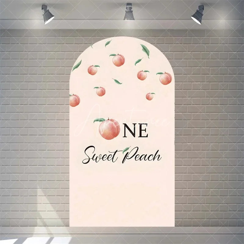 Aperturee - Aperturee Sweet Peach Spring Birthday Backdrop Blossom Floral Arch Decor for Girls Garden Party Photo Booth Background
