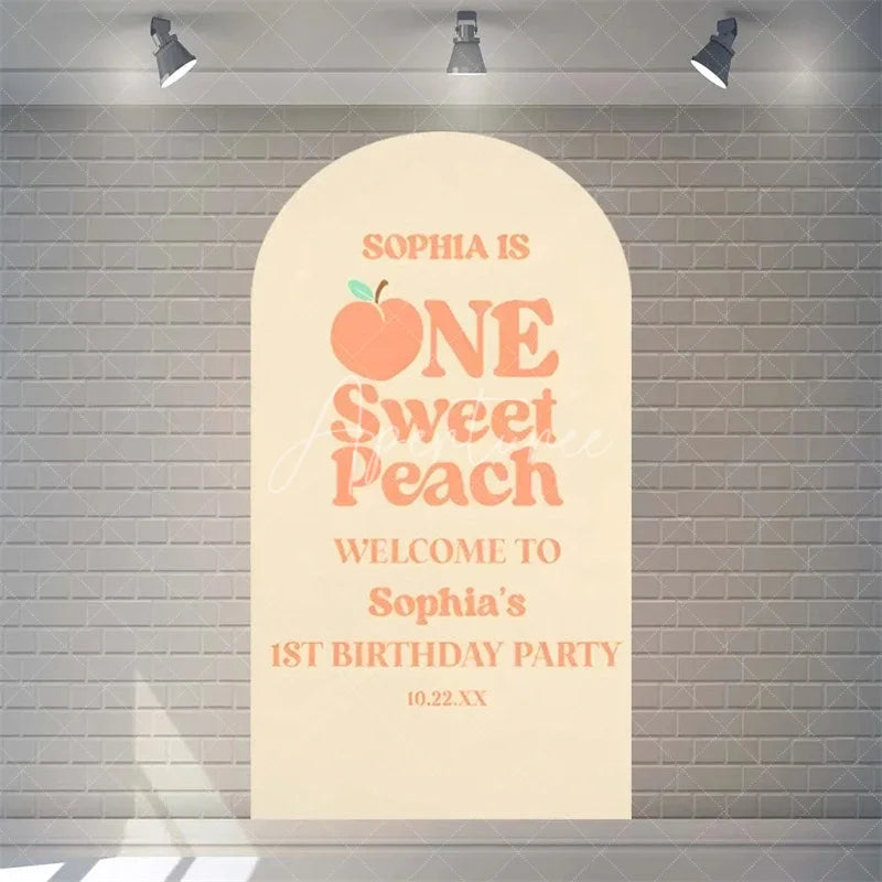 Aperturee - Aperturee Sweet Peach Spring Birthday Backdrop Blossom Floral Arch Decor for Girls Garden Party Photo Booth Background