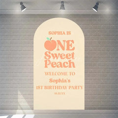 Aperturee - Aperturee Sweet Peach Spring Birthday Backdrop Blossom Floral Arch Decor for Girls Garden Party Photo Booth Background