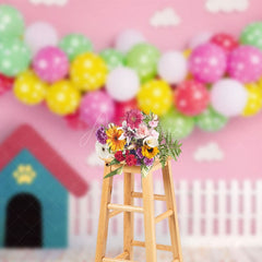 Aperturee - Aperturee Sweet Pink Balloon Arch Kennel Cake Smash Backdrop