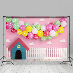 Aperturee - Aperturee Sweet Pink Balloon Arch Kennel Cake Smash Backdrop