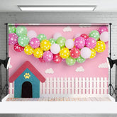 Aperturee - Aperturee Sweet Pink Balloon Arch Kennel Cake Smash Backdrop