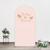 Aperturee - Aperturee Sweet Pink Boho Leaves Baby Shower Arch Backdrop