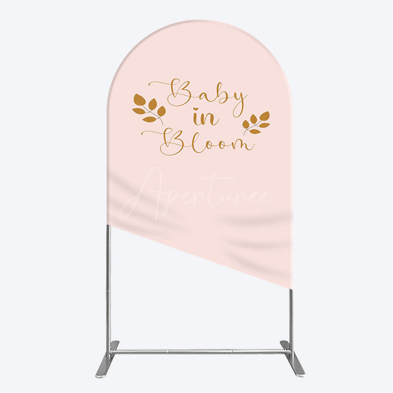 Aperturee - Aperturee Sweet Pink Boho Leaves Baby Shower Arch Backdrop