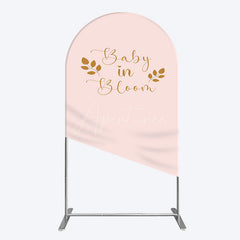 Aperturee - Aperturee Sweet Pink Boho Leaves Baby Shower Arch Backdrop